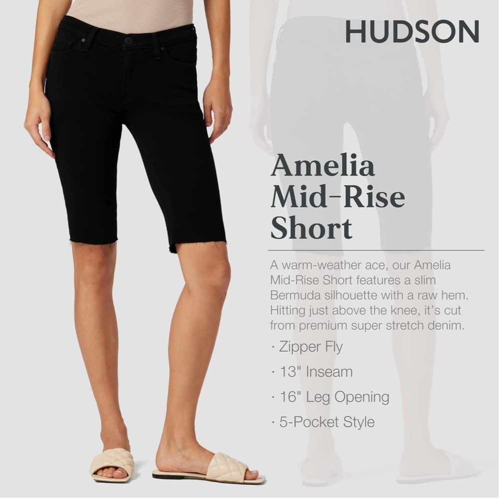Hudson Jeans Black Bermuda Shorts Relaxed Fit